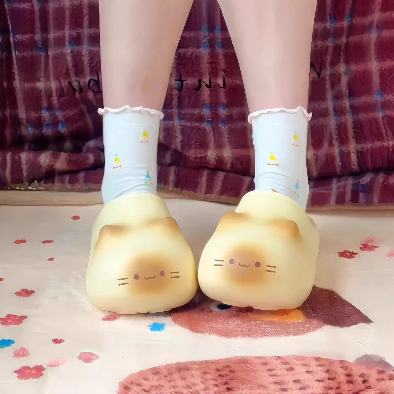 Cute EVA Bottom Cat Paw Slippers Women Waterproof Outdoor Shoes Men Autumn Winter Non-slip Bottom Cats Paws Cotton Slipper