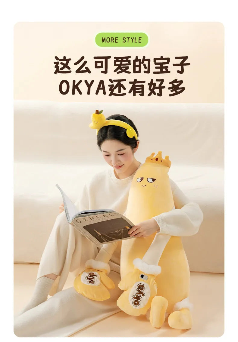 OKYA Mango King Sleeping Plush Patting Hugging Pillow Soothing Doll Squishy Tapping Plushie Birthday Gift for Girlfriend