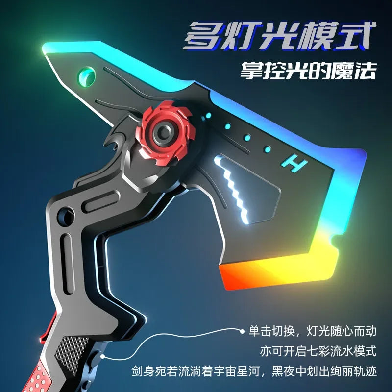 2-in-1 Transformable Battle Axe Toy LED Glowing with Vibration Sound Creative Cosplay Prop for Kids Boys Indoor Outdoor Game
