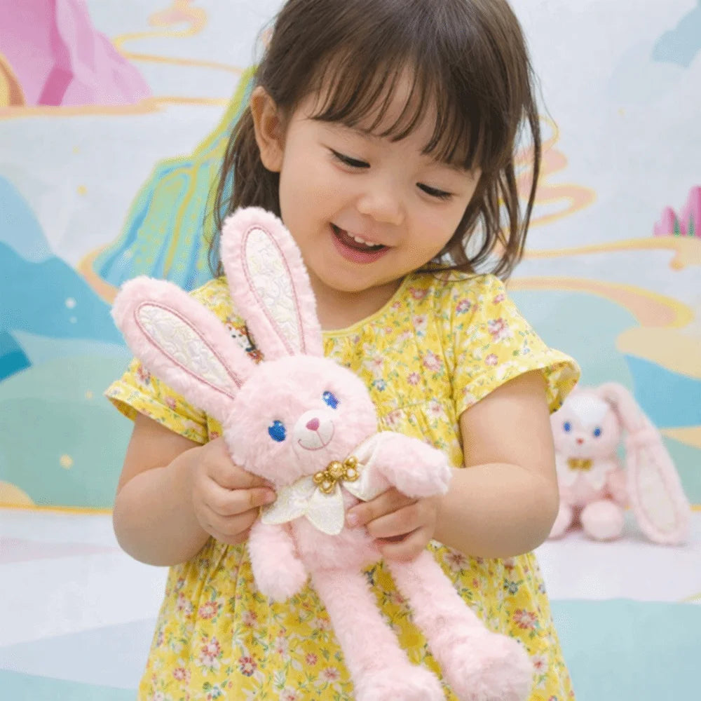 Soft Stuffed Stuffed Bunny Keychain 30cm Size Kawaii Style Ear Pulling Rabbit Creative Design Children Gits Schoolbag Pendant