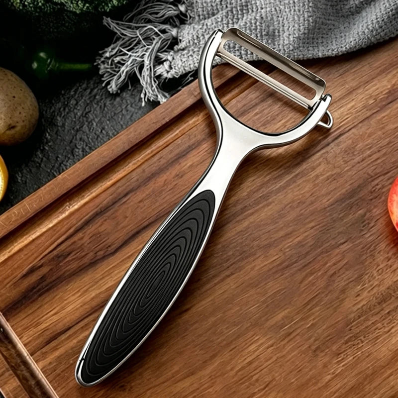 Kitchen Peeler Stainless Steel Multi-Function Kitchen-Specific Peeler for Slicing Fruit and Vegetables with Wooden/ Steel Handle