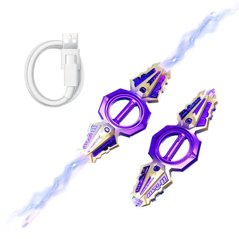 Light Up Sword Double-Edged Rotating Retractable Lightsaber Super Cool Toy USB Charging Birthday Gift