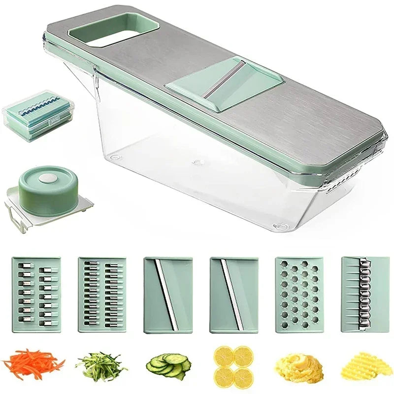 2026Popular 6 in 1 Veggie Slicer Mandoline with 6 Blades for Easy Slicing Julienne and Shredding Vegetables