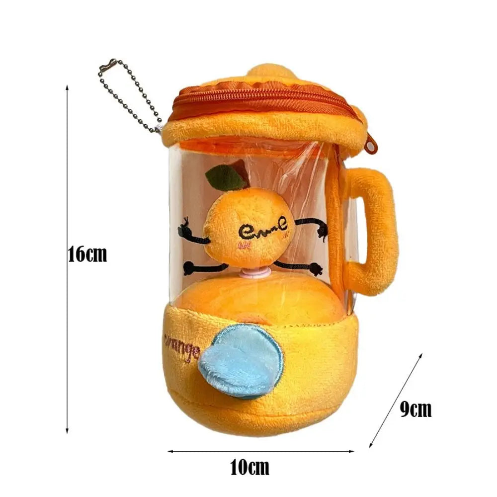 Cartoon Fruit Juicer Plush Toy Drawstring Rotating Watermelon/Orange/Banana Stuffed Plush Toys Bag Pendants Fruit Juicer Toy