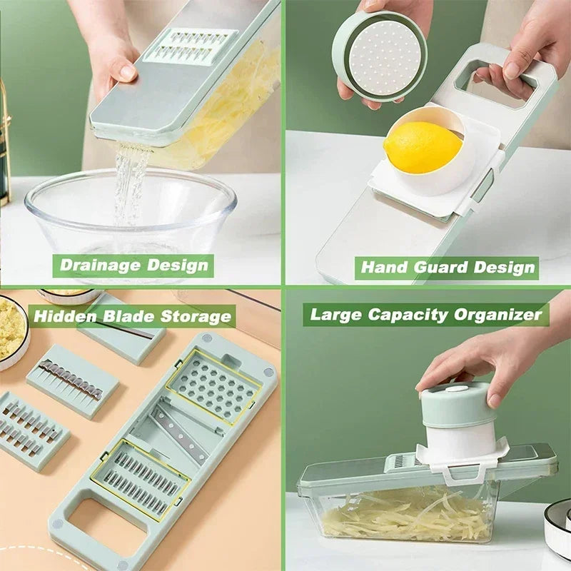 2026Popular 6 in 1 Veggie Slicer Mandoline with 6 Blades for Easy Slicing Julienne and Shredding Vegetables