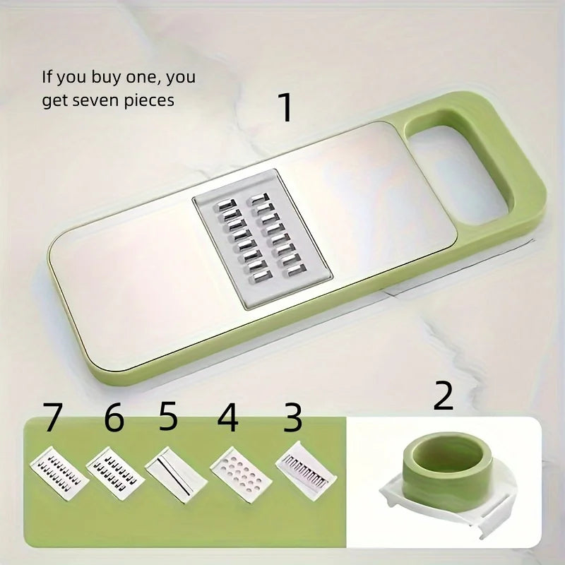 7pcs/set Multifunctional Vegetable Slicer and Grater Set - Interchangeable Blades Manual Kitchen Tool Kit - for Potatoes
