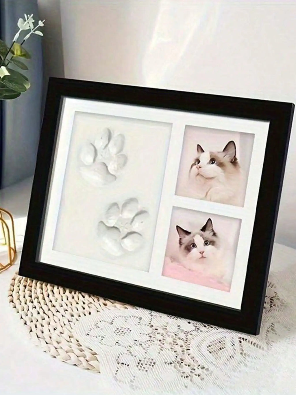 1pcs DIY Pet Paw Print Memorial Set - Clay Mold & Photo Frame, Souvenir Kit for Dogs & Cats, Perfect Pet Memorial Gift