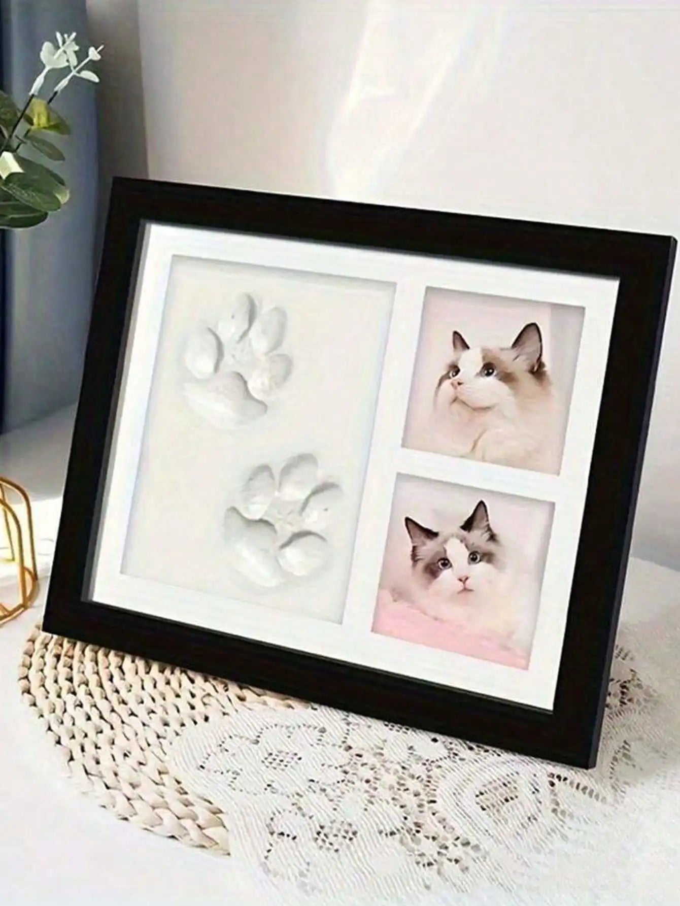 1pcs DIY Pet Paw Print Memorial Set - Clay Mold & Photo Frame, Souvenir Kit for Dogs & Cats, Perfect Pet Memorial Gift