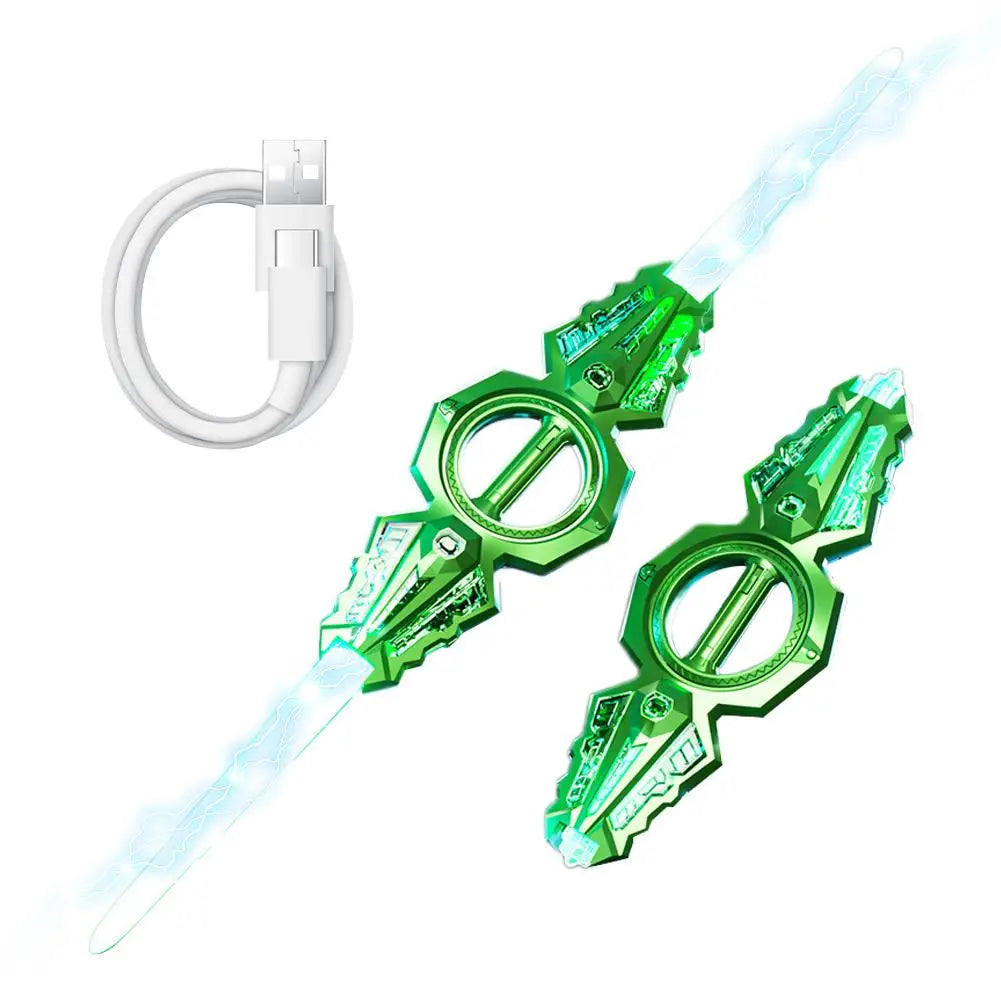 Light Up Sword Double-Edged Rotating Retractable Lightsaber Super Cool Toy USB Charging Birthday Gift
