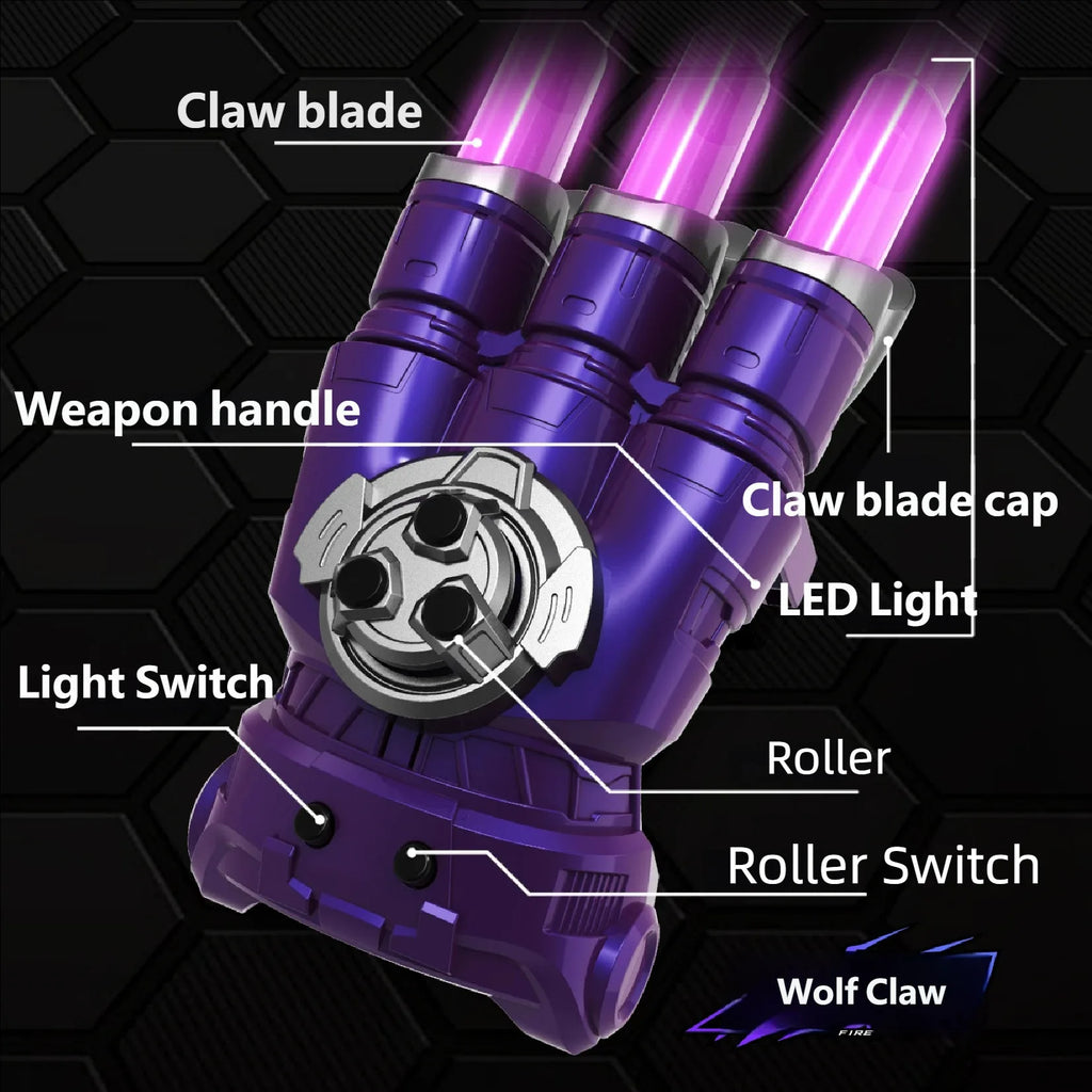 Outdoor Toy Bright Wolf Claw Cosplay Retractable Multi-Color Flash LED Light Claw Party Role Play Interactive Toy For Boy Adult
