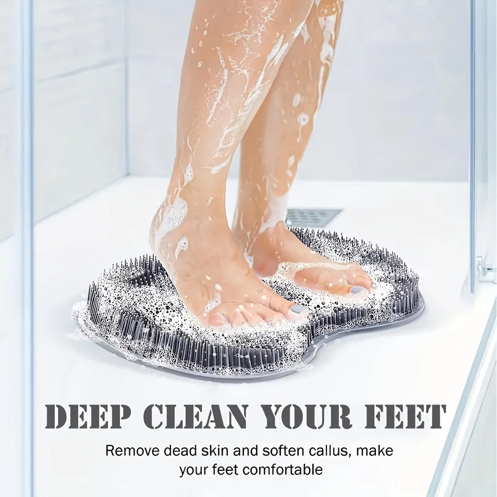 Multi-purpose Foot Wash Brush Silicone Bath Massage Mat Reusable Exfoliating Shower Back Brush Wall Mounted with Suction Cup
