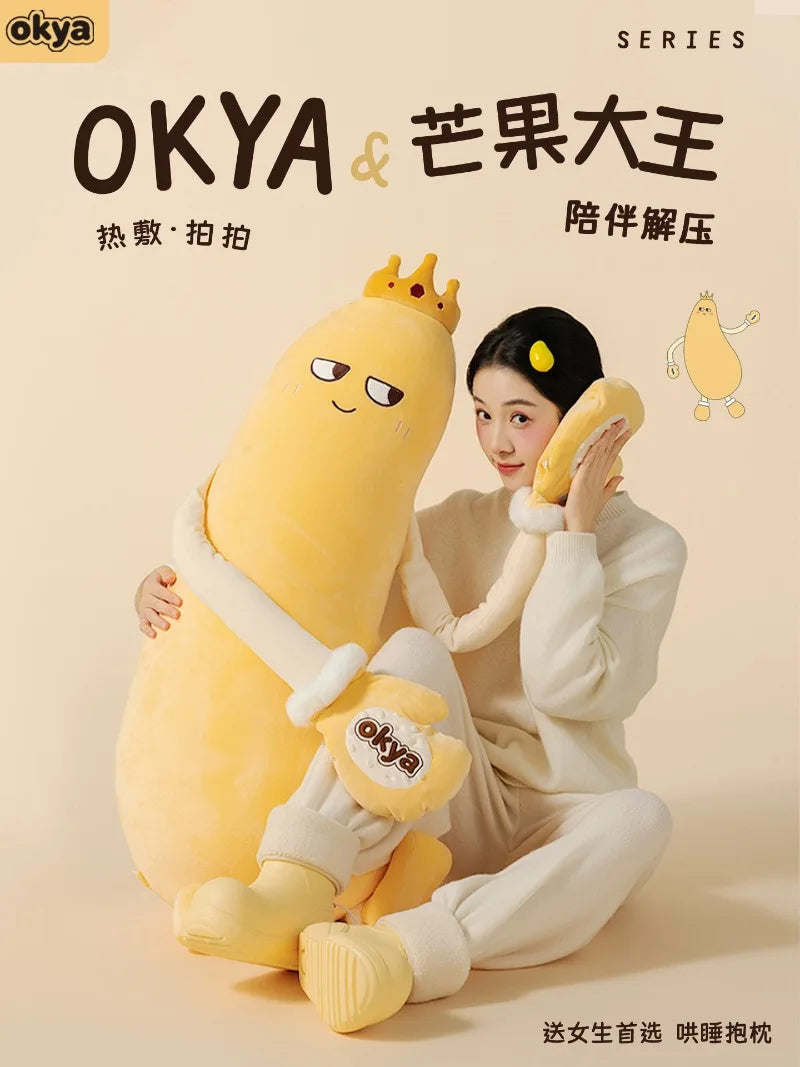 OKYA Mango King Sleeping Plush Patting Hugging Pillow Soothing Doll Squishy Tapping Plushie Birthday Gift for Girlfriend