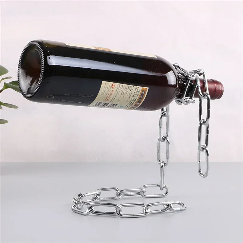 Kitchen Magical Suspension Iron Chain Wine Racks One Bottle Wine Display Racks Stand Holder Dining Room Cellar Bar Decoration