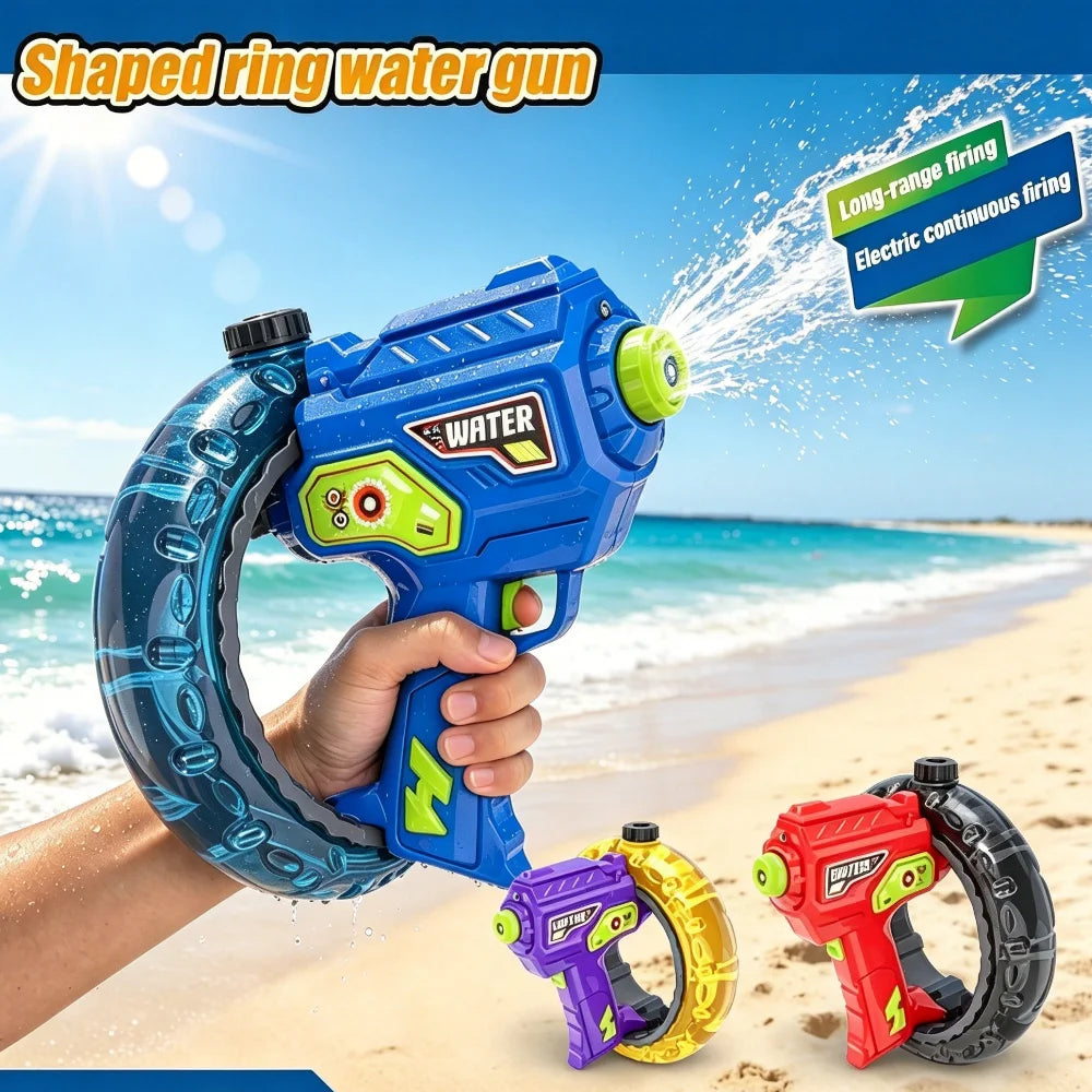 Electric Water Gun Space Concentrator Ring Handheld Cool Light Large Capacity High-speed Water Gun Toy Gifts for Summer Pool