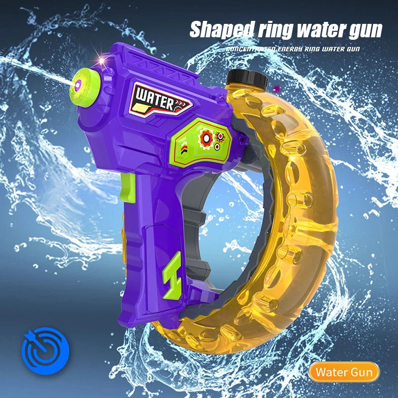 Electric Water Gun Space Concentrator Ring Handheld Cool Light Large Capacity High-speed Water Gun Toy Gifts for Summer Pool
