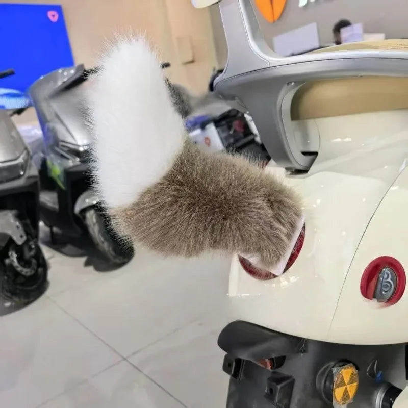 Remote Control Electric Wagging Fox Tail for Scooter Plush Faux Fur Car Rear Decoration Moving Animal Tail Accessory