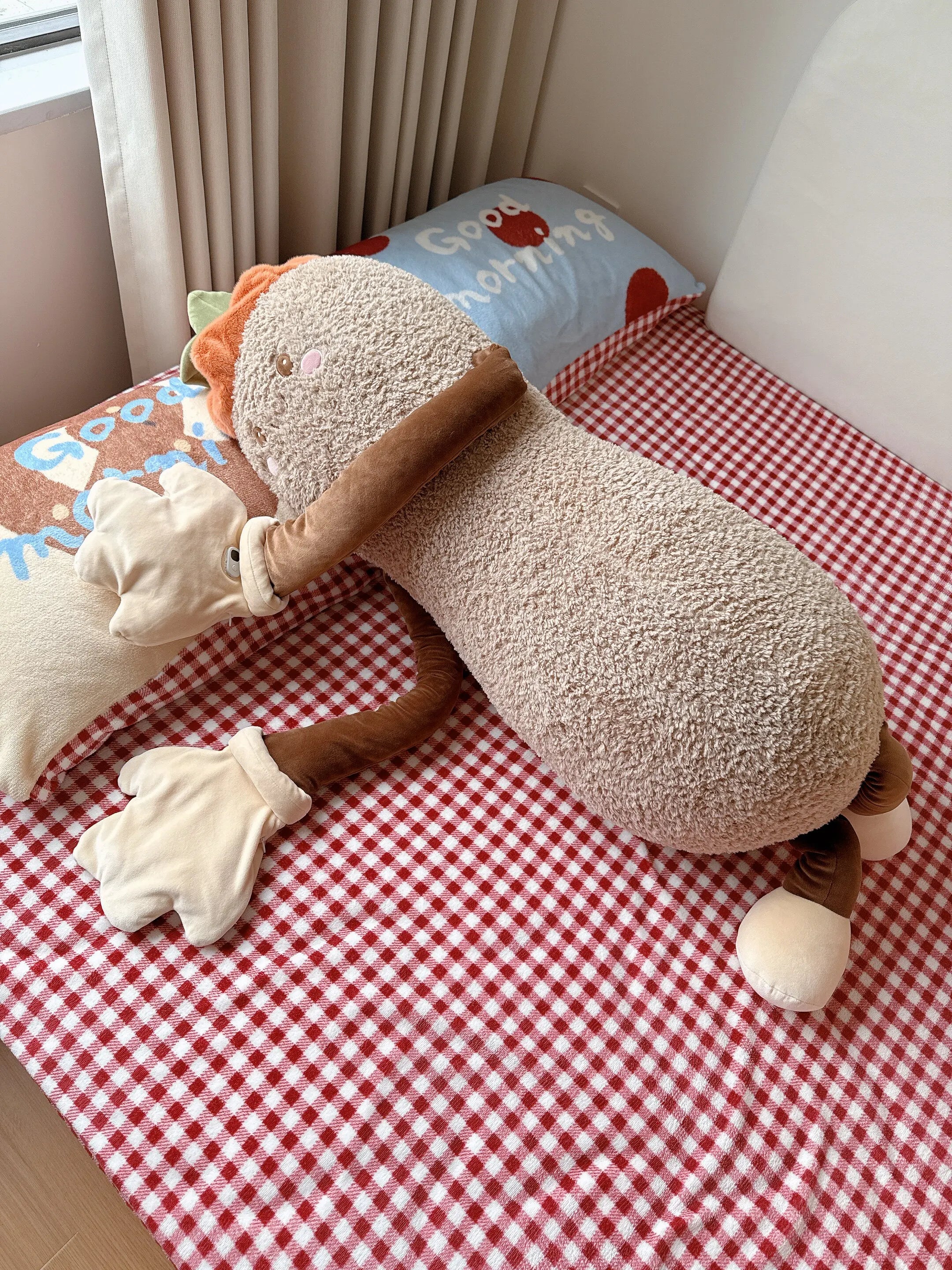 OKYA Peanut King Sleep Inducing Plush Pillow Toy Doll Hugging Patting Cushion Squishy Tapping Plushie Girlfriend Birthday Gift