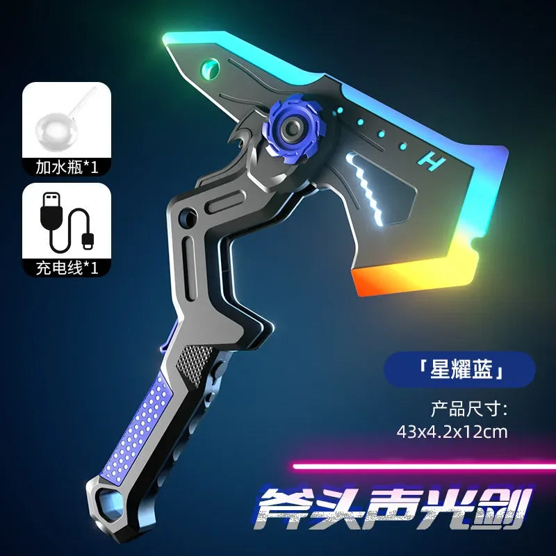 2-in-1 Transformable Battle Axe Toy LED Glowing with Vibration Sound Creative Cosplay Prop for Kids Boys Indoor Outdoor Game