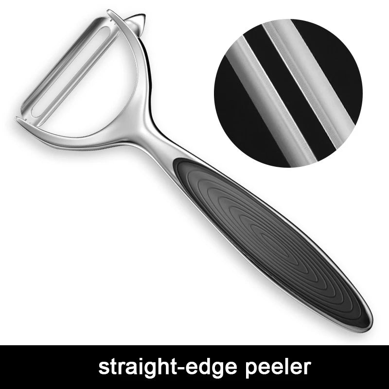 Kitchen Peeler Stainless Steel Multi-Function Kitchen-Specific Peeler for Slicing Fruit and Vegetables with Wooden/ Steel Handle