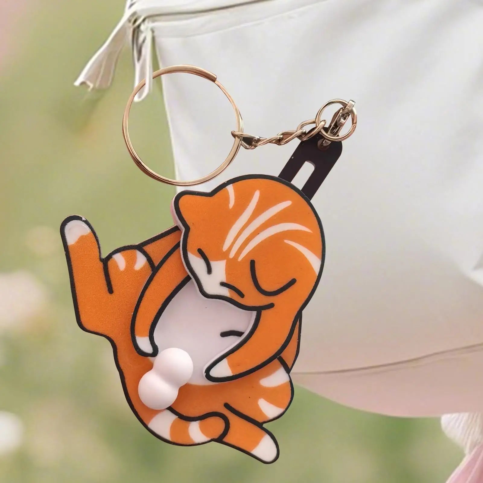 Cute Keychain Pendant Creative Pull Play Balls Cat Rotatable Acrylic Bag Pendant For Women Keyring Purse Car Key Accessories