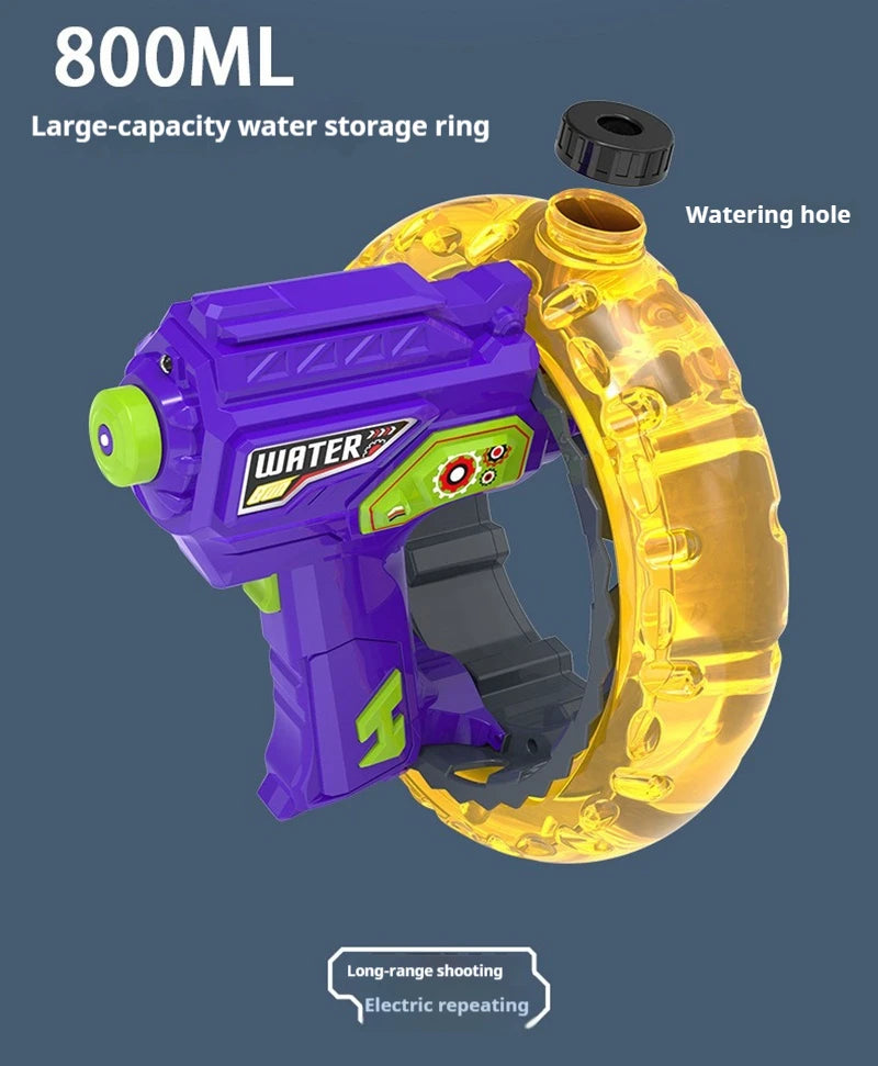 Electric Water Gun Space Concentrator Ring Handheld Cool Light Large Capacity High-speed Water Gun Toy Gifts for Summer Pool
