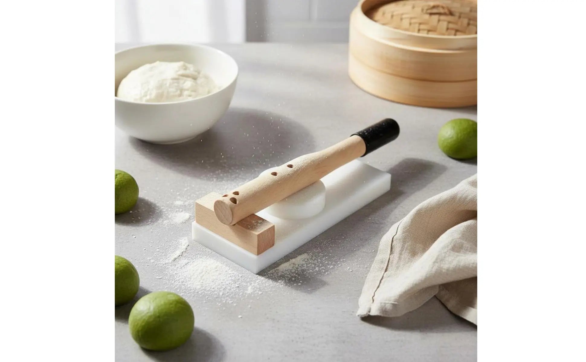 Rice Cake Press Handmade Wooden Paste Press Wooden Paste Flattener Small and Lightweight Dumpling Skin Form for Beginners