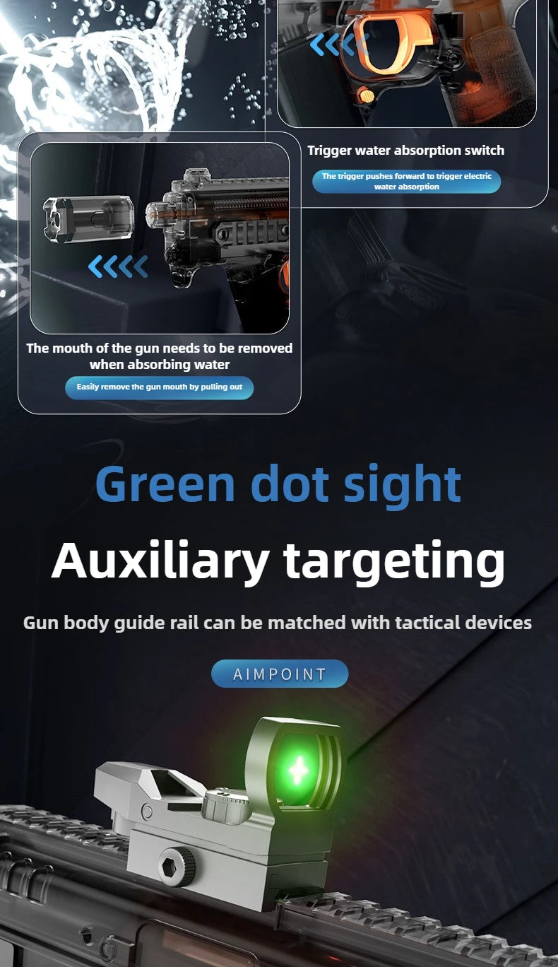 MK3 Simulation Shooting Flames Electric Water Gun Self Absorbent Water Automatic Continuous Water Guns Kids Summer Outdoor Toys