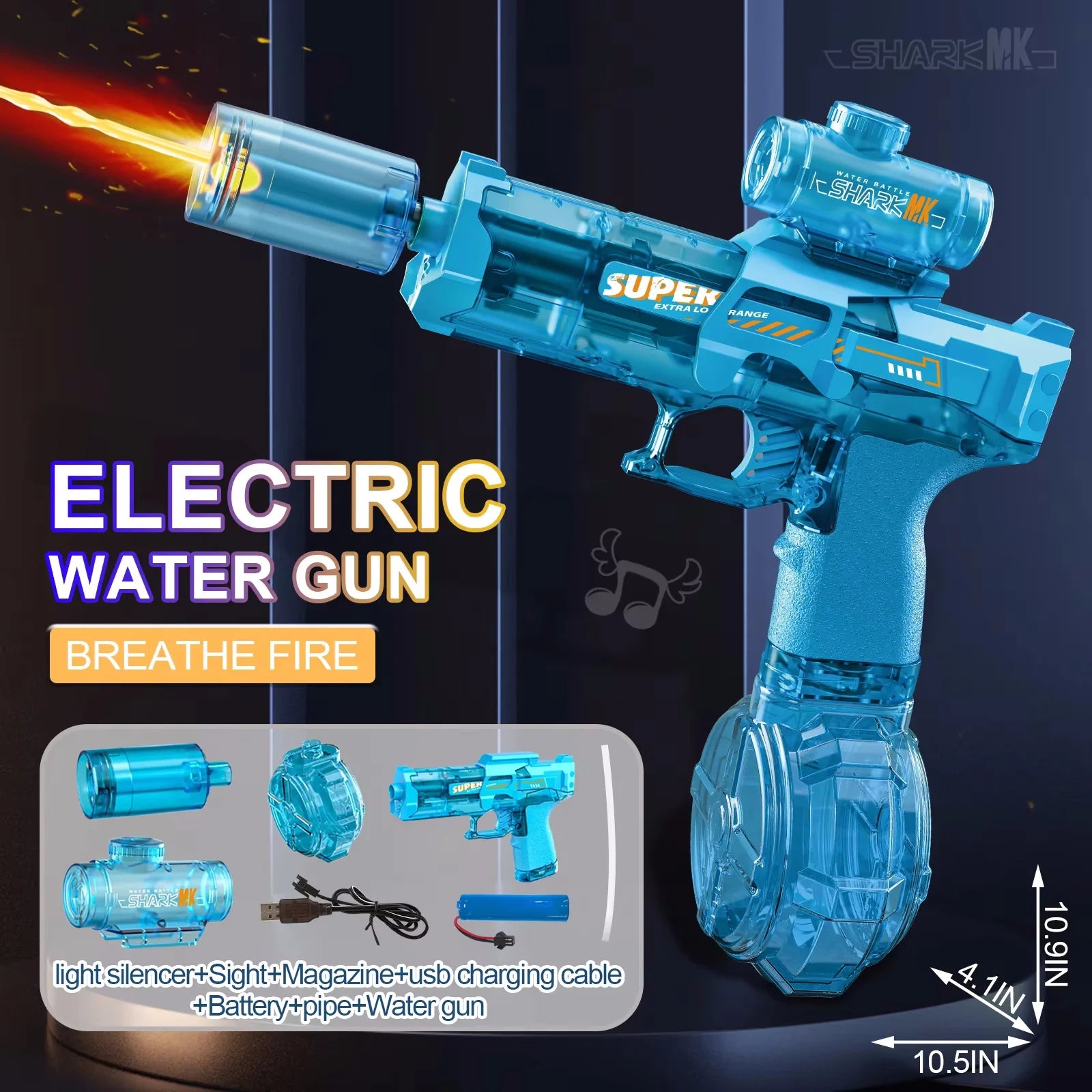 MK3 Simulation Shooting Flames Electric Water Gun Self Absorbent Water Automatic Continuous Water Guns Kids Summer Outdoor Toys