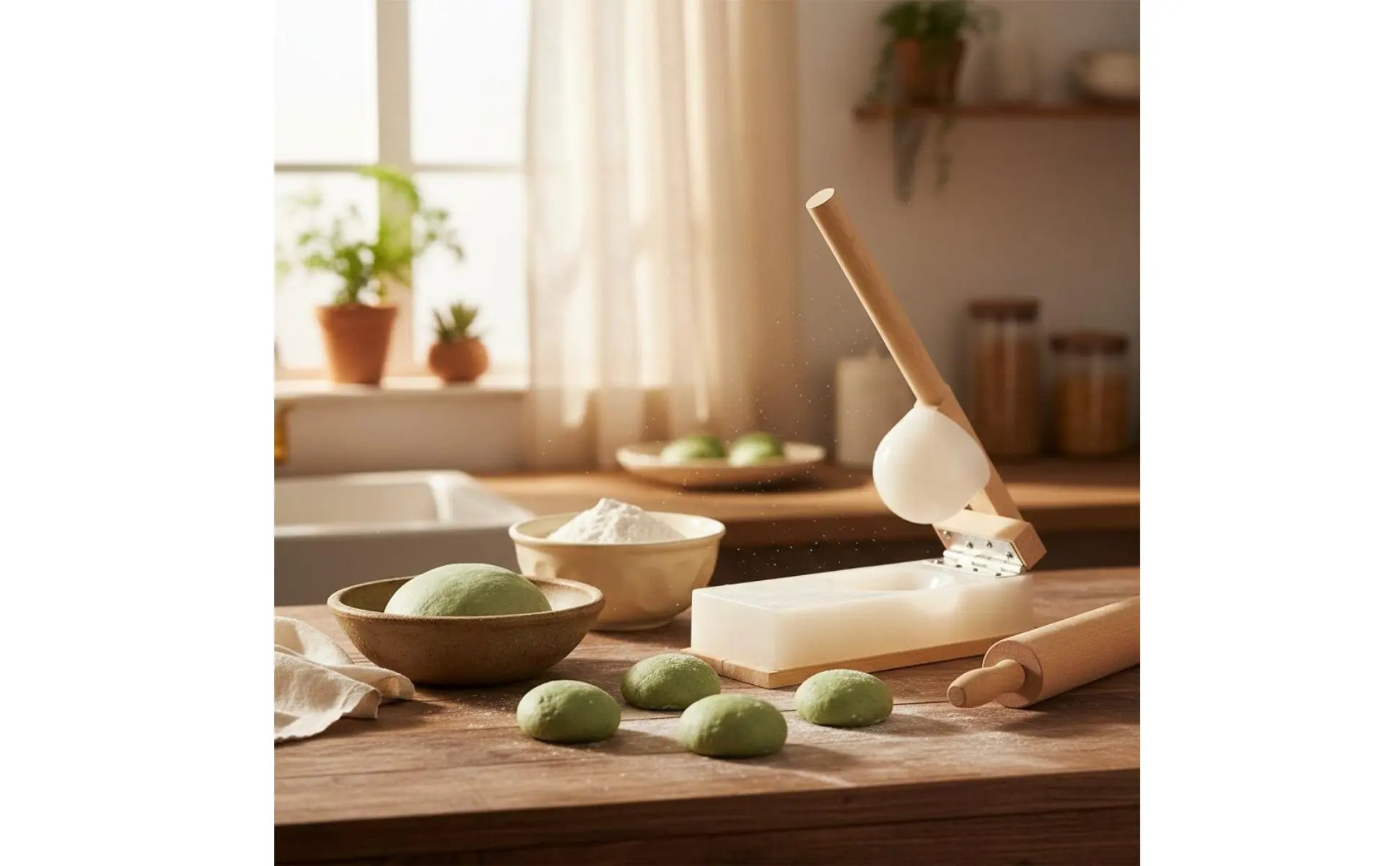 Rice Cake Press Handmade Wooden Paste Press Wooden Paste Flattener Small and Lightweight Dumpling Skin Form for Beginners