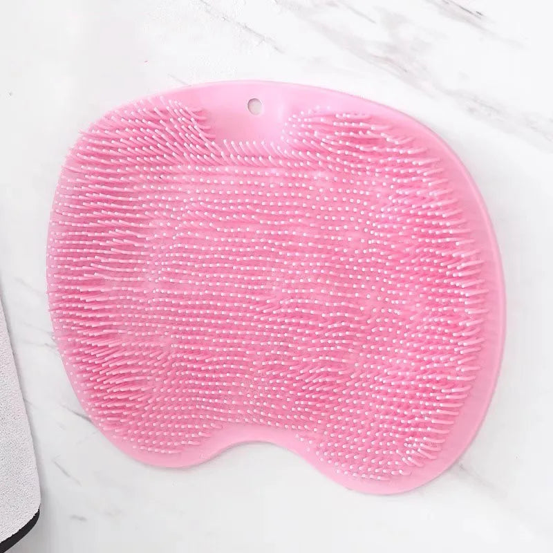 Multi-purpose Foot Wash Brush Silicone Bath Massage Mat Reusable Exfoliating Shower Back Brush Wall Mounted with Suction Cup