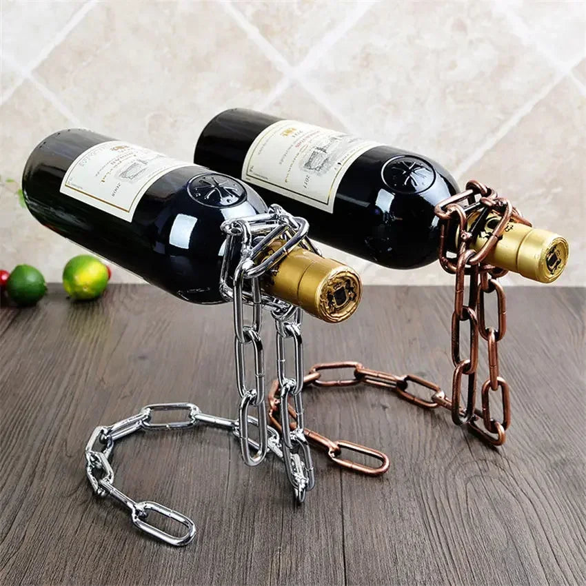 Kitchen Magical Suspension Iron Chain Wine Racks One Bottle Wine Display Racks Stand Holder Dining Room Cellar Bar Decoration