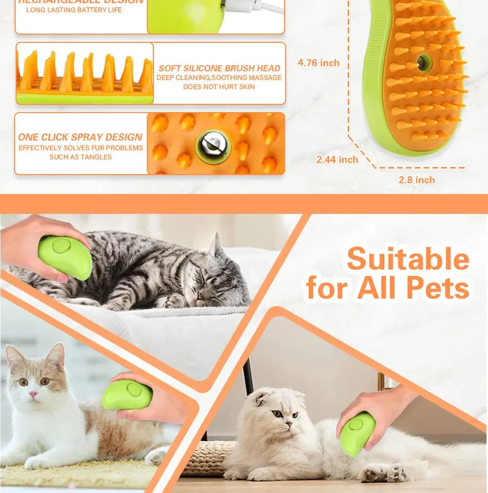 3in1 Electric Sprays Massage Combs Cat Dog Steamy Brush Steam Brush Electric Sprayer for Massage Pet Grooming Tool Shedding