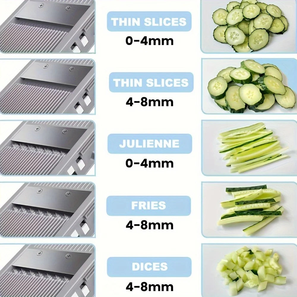 Safe Vegetable Slicer Adjustable Vegetable Chopper with 4 Modes Dicer, Julienne Kitchen Chopping Artifact (SkyBlue)