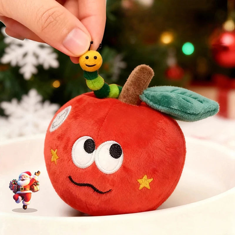 Plush Red Apple Keychains Pendant Surprise Apple  with Bug Holes Proposal Hide The Ring Couples Valentine's Day Surprise Gift