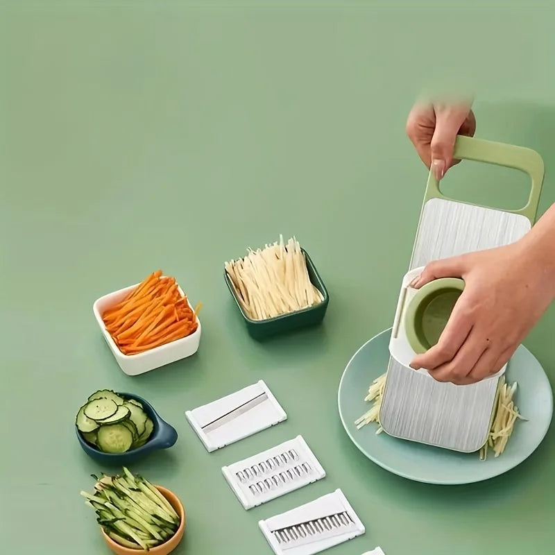 7pcs/set Multifunctional Vegetable Slicer and Grater Set - Interchangeable Blades Manual Kitchen Tool Kit - for Potatoes