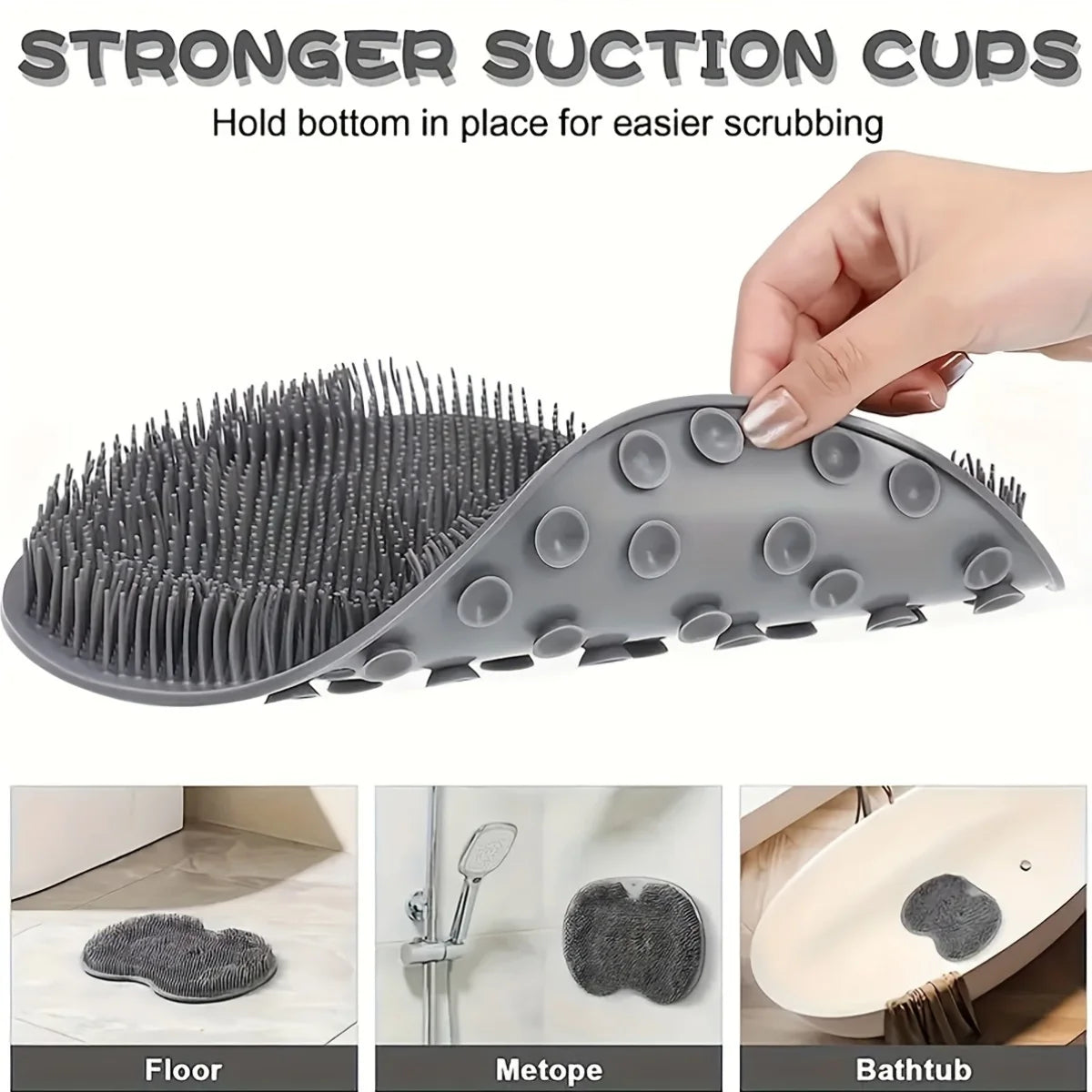 Multi-purpose Foot Wash Brush Silicone Bath Massage Mat Reusable Exfoliating Shower Back Brush Wall Mounted with Suction Cup