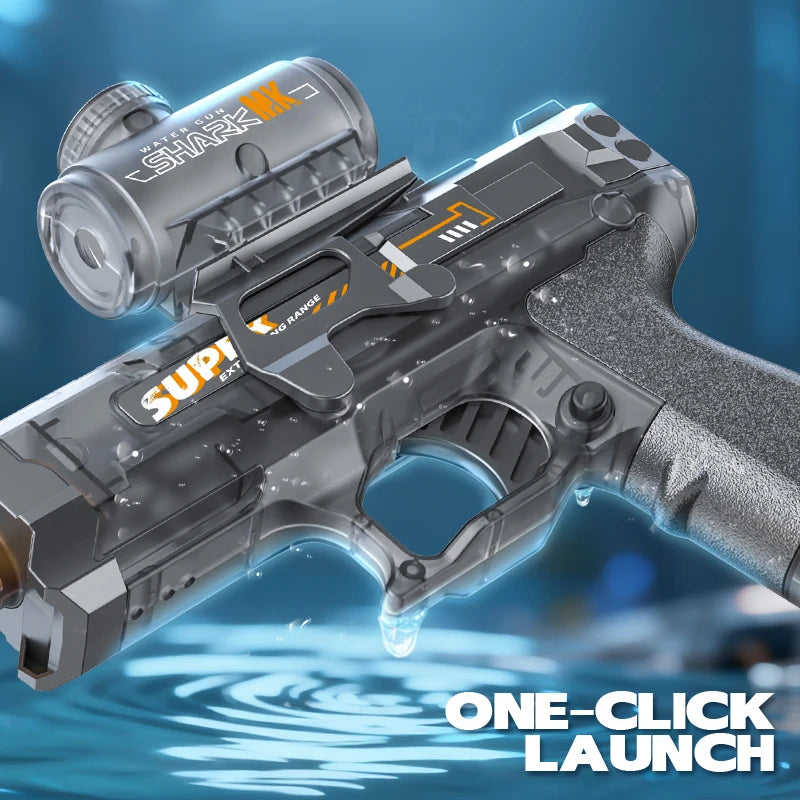 Electric Water Gun Automatic Continuous Firing Squirt Gun Outdoor Toy Long Range Shooting Water Gun with Lights Swimming Toys