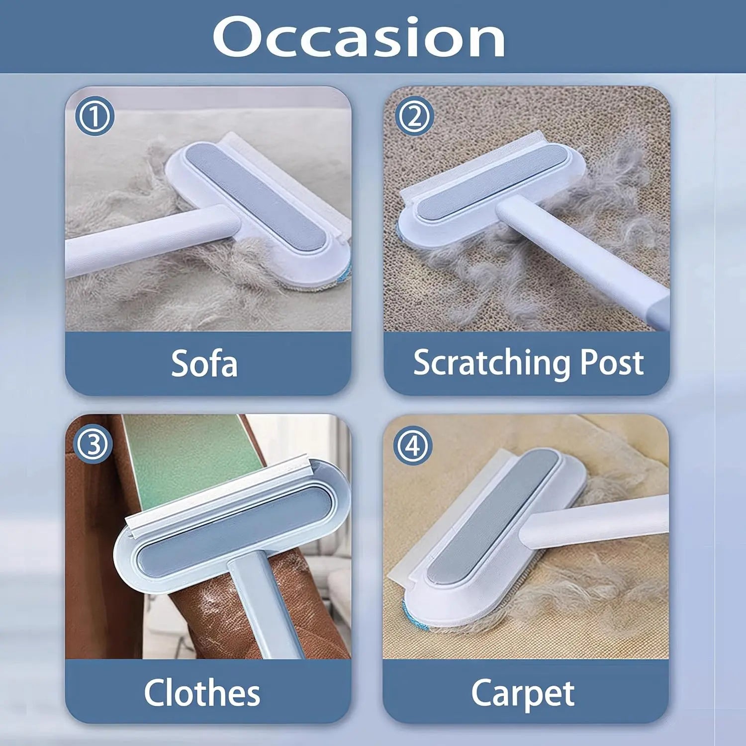 Pet Hair Removal Tool 4-in-1 Hair Removal Furniture Cat Hair Remover for Couch-Pet Hair Removal Car Cloth Furniture Carpet Bed