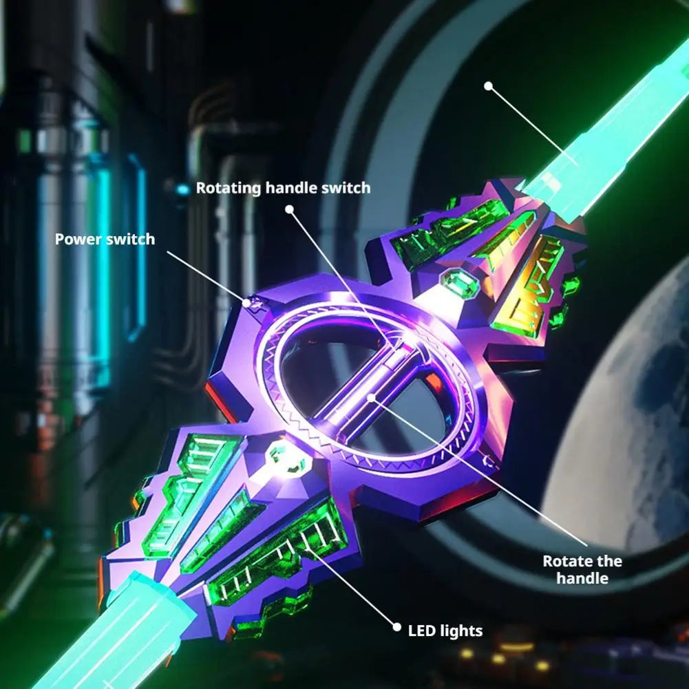 Light Up Sword Double-Edged Rotating Retractable Lightsaber Super Cool Toy USB Charging Birthday Gift