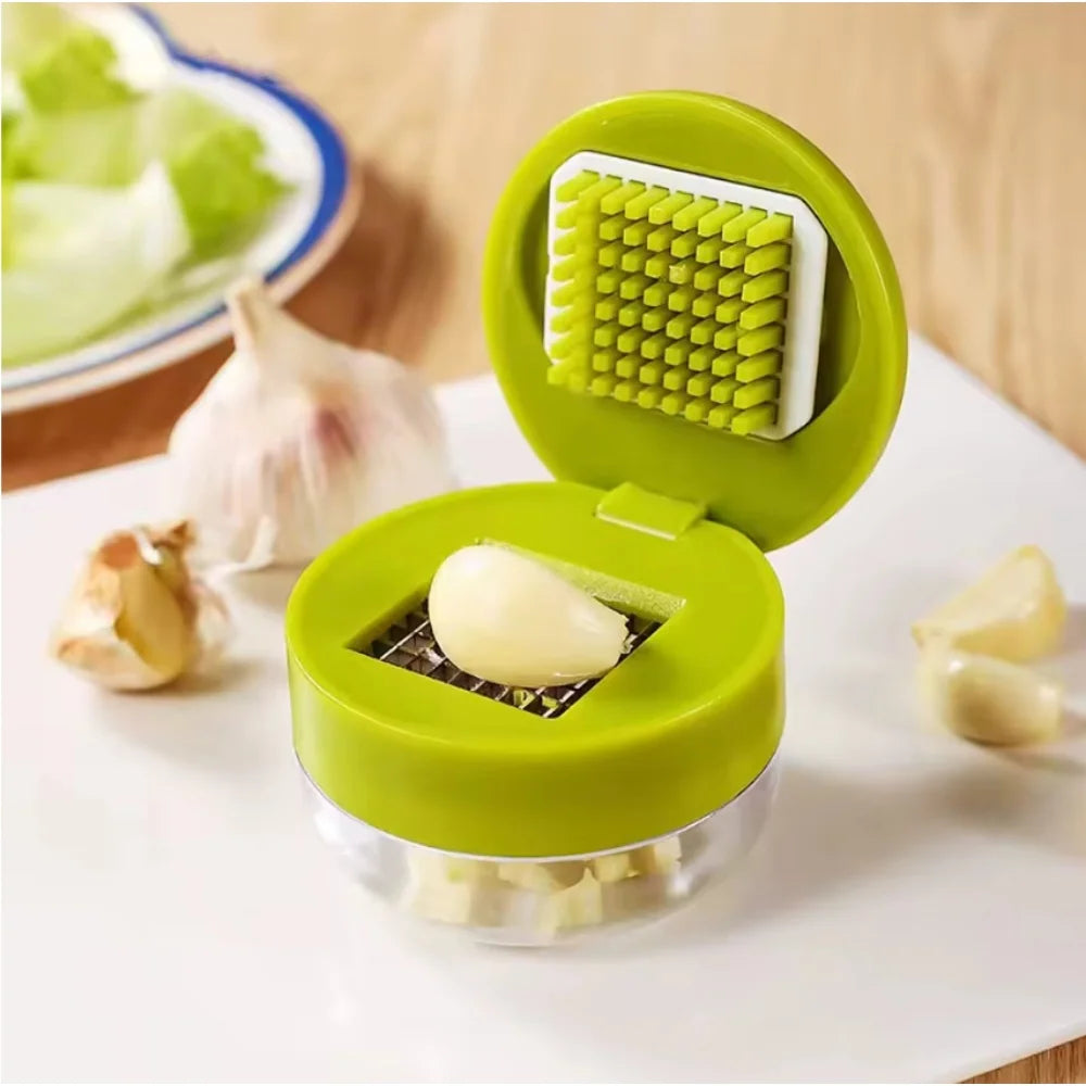 1pc Multifunctional Garlic Press Manual Mincer， ABS and Stainless Steel Garlic Slicer Handheld Ginger Masher with Storage Case