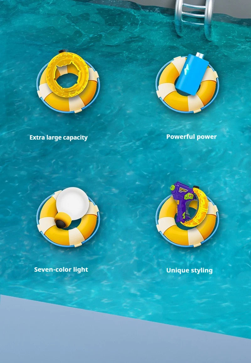 Electric Water Gun Space Concentrator Ring Handheld Cool Light Large Capacity High-speed Water Gun Toy Gifts for Summer Pool