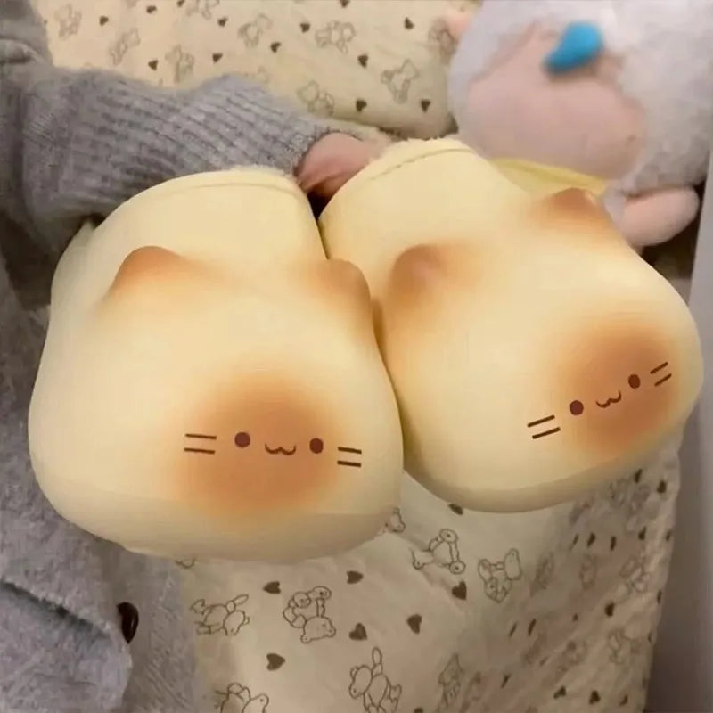 Cute EVA Bottom Cat Paw Slippers Women Waterproof Outdoor Shoes Men Autumn Winter Non-slip Bottom Cats Paws Cotton Slipper