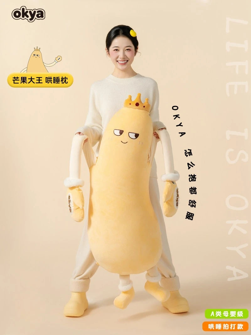 OKYA Mango King Sleeping Plush Patting Hugging Pillow Soothing Doll Squishy Tapping Plushie Birthday Gift for Girlfriend