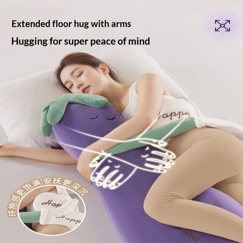Zhimengren Eggplant Sleep Pillow Bluetooth Music Remote Control Adjustable Patting Plush Toy For Adults Pregnant Women Girls