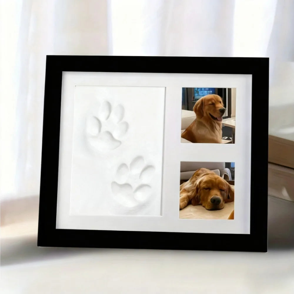 1pcs DIY Pet Paw Print Memorial Set - Clay Mold & Photo Frame, Souvenir Kit for Dogs & Cats, Perfect Pet Memorial Gift