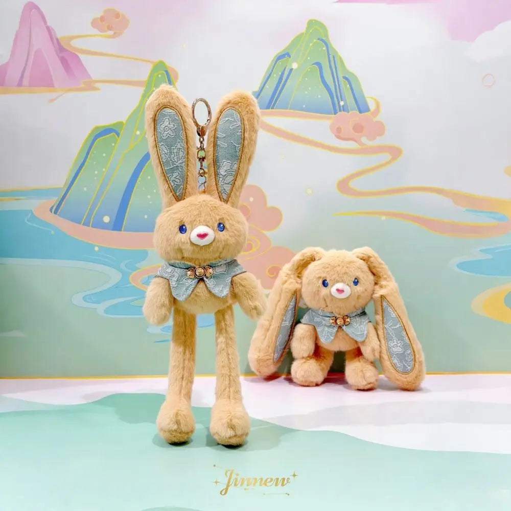 Soft Stuffed Stuffed Bunny Keychain 30cm Size Kawaii Style Ear Pulling Rabbit Creative Design Children Gits Schoolbag Pendant