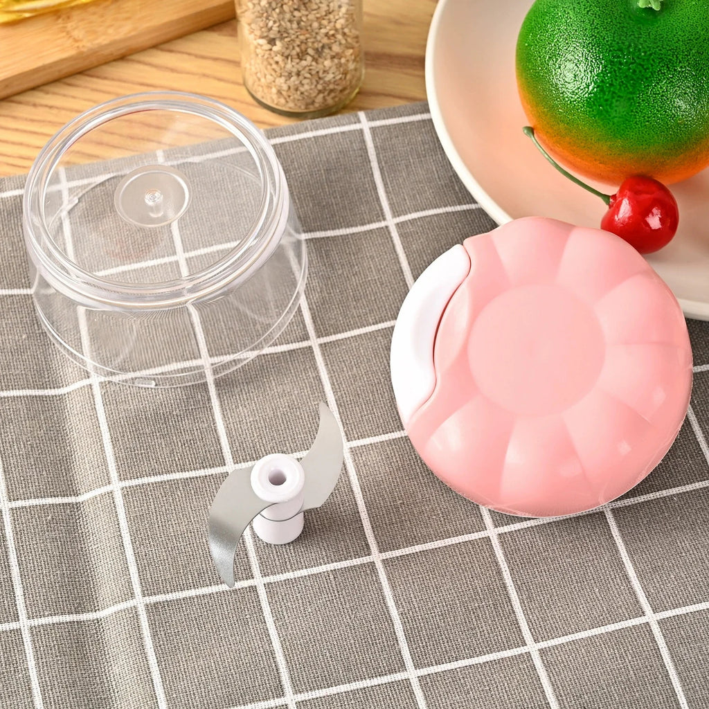 Vegetable Chopper Manual Food Chopper with Container, Hand Pull String Veggie Cutter for Salad Garlic Nut Onion, Hand- Mincer