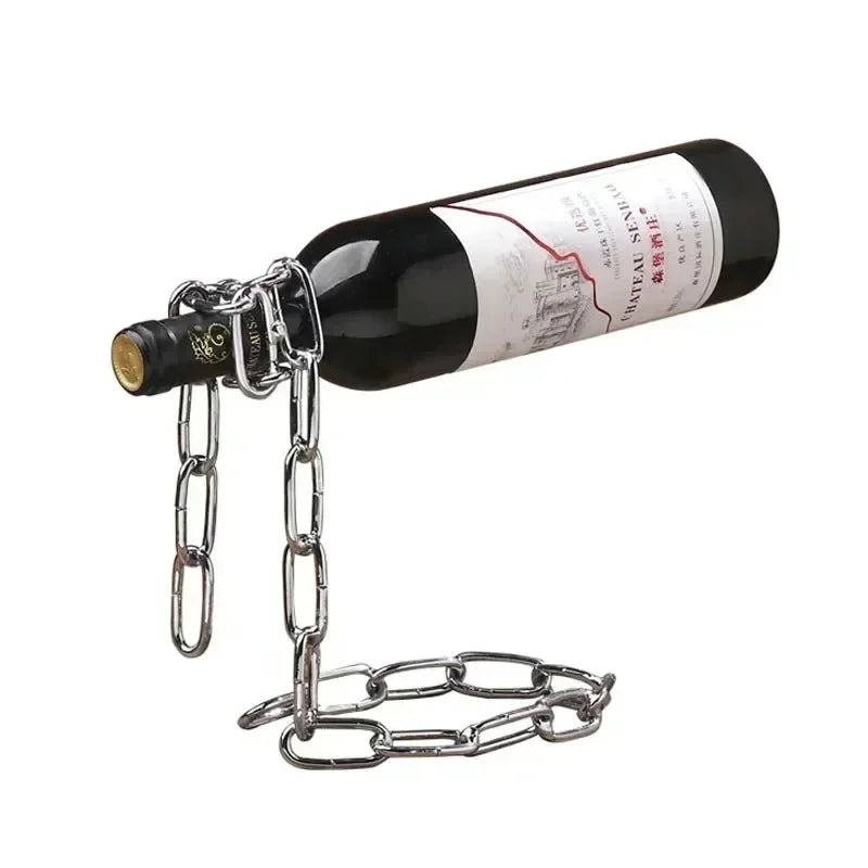 Kitchen Magical Suspension Iron Chain Wine Racks One Bottle Wine Display Racks Stand Holder Dining Room Cellar Bar Decoration
