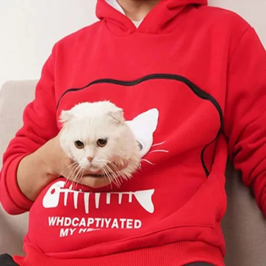 Unisex Pet Carrier Hoodie Cat Lovers Big Pocket Pullovers Sweatshirt Dog Holder Tops Hoodies Animal Pouch Hooded Sweatshirts