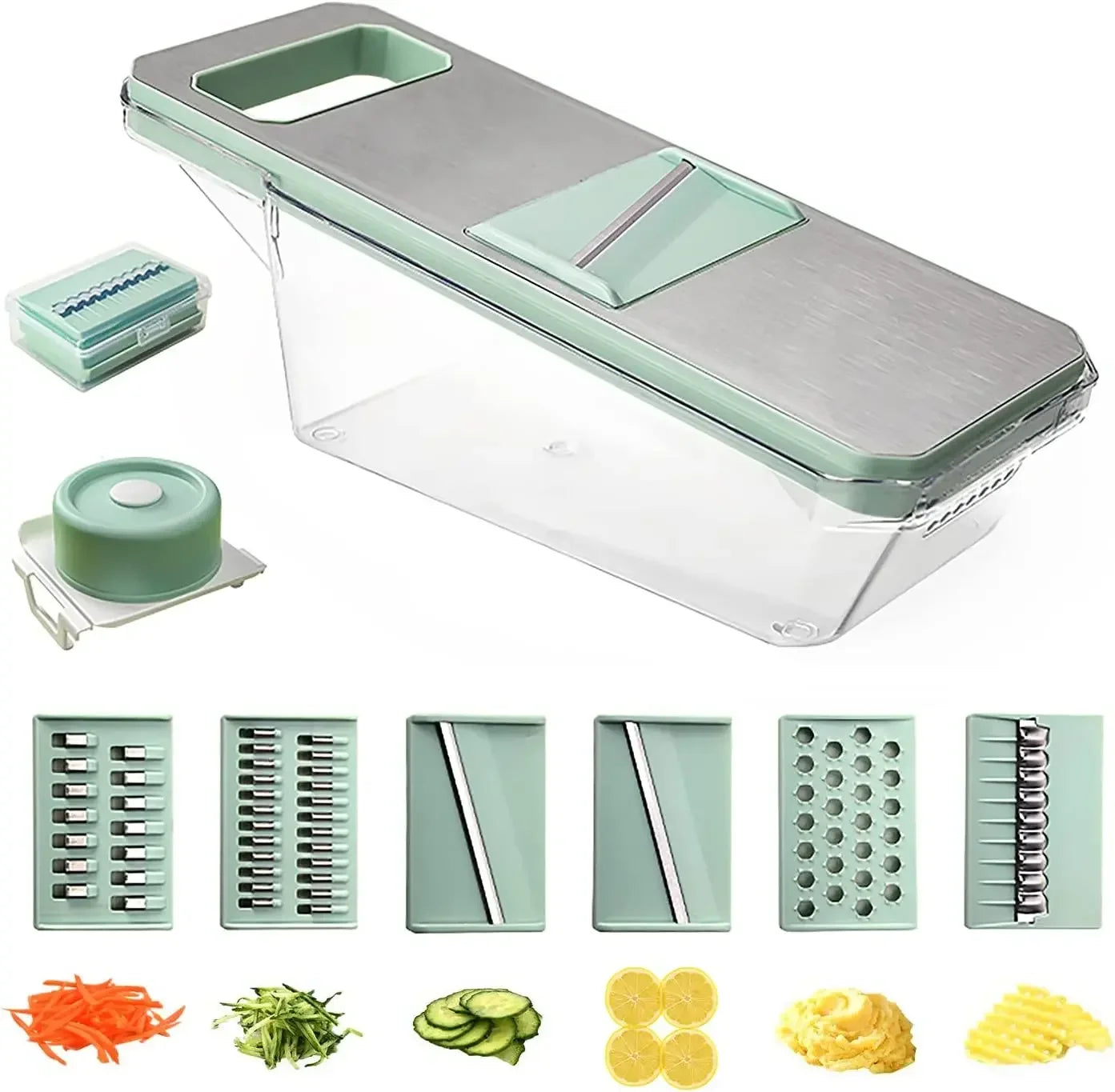 2026Popular 6 in 1 Veggie Slicer Mandoline with 6 Blades for Easy Slicing Julienne and Shredding Vegetables